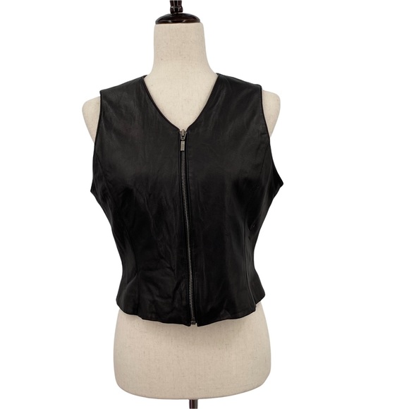 Petite Sophisticate 100% Genuine Leather Full Zip Vest, Size Small - Picture 2 of 8